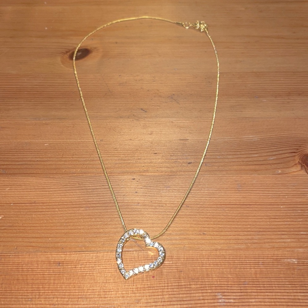 Faux Gold Necklace and Heart Pendant NWOT